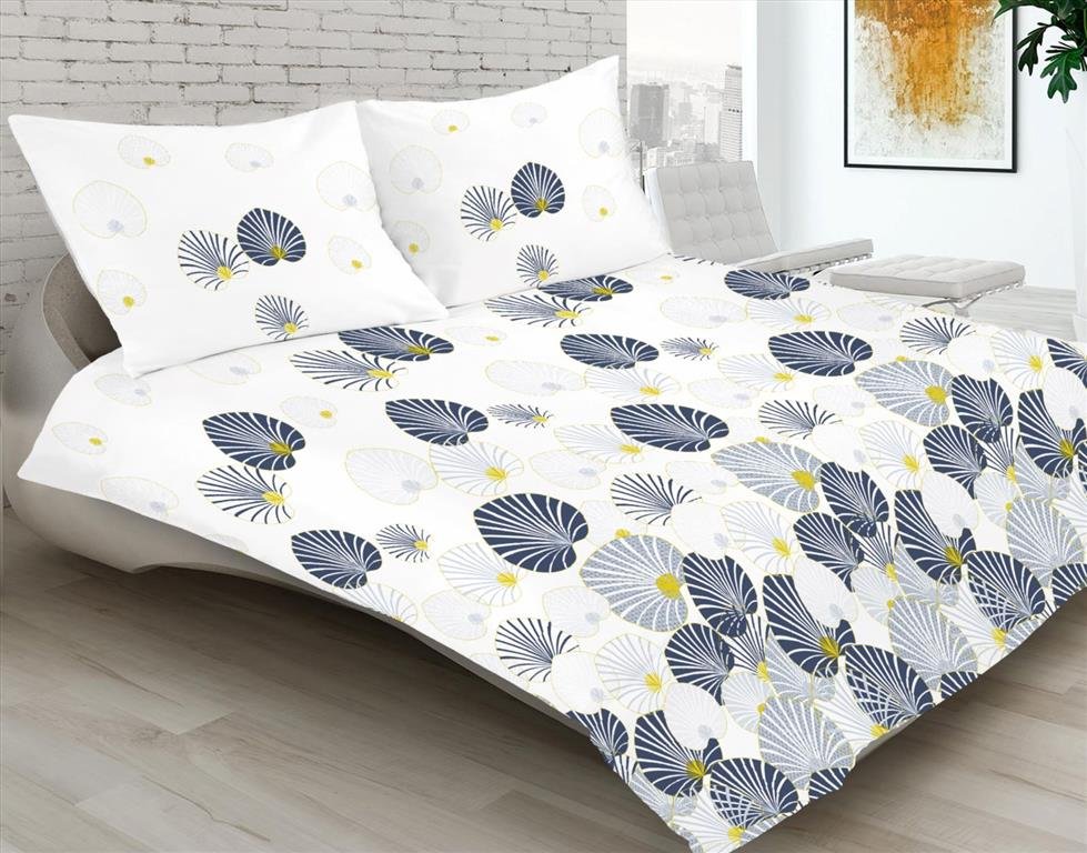 Pościel satynowa MATEX Premium, biało-szaro-żółta, 220x200 cm, 3 elementy