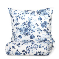 Pościel SORLI bawełniana w niebieskie kwiaty 155x220 + 2*80x80 cm HOMLA