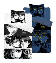 Pościel świecąca w ciemności 160x200 Anime Boy Girl czarna biała 5207 A Fluo 40