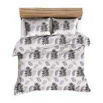 Pościel z kory 140x200 biała fioletowa liście Bielawa KARO