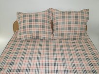 Pościel Z Kory 160X200 46 Kratka Beżowa Czarna Czerwona Guziki 100% Bawełna Gruba Polska