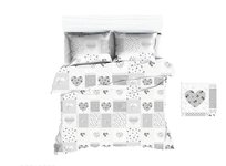 Pościel Z Kory 160X200 Biała Serca Paczłork Szary