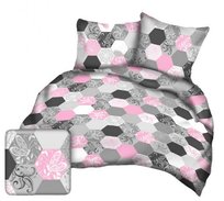 Pościel Z Kory 160X200 Szara Różowa Heksagony A978_6 Kora 23