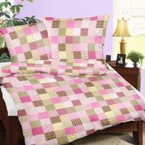 Pościel z kory 180x200 96/4 Paczłork różowy ciemny guziki 100% bawełna gruba