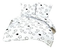 Pościel z kory 180x200 biała baranki czarne zapinana na guziki 100% bawełna