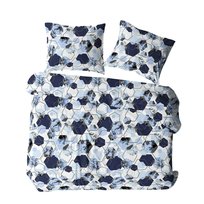 Pościel z kory 180x200 biała granatowa niebieska geometryczna Bielawa KARO