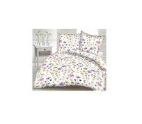 Pościel z kory 200x220 135B biała łączka kolorowe kwiatki