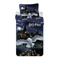 Pościel z mikrofIbry 140x200 Harry Potter Hogwarts Night grafitowa poszewka 70x90