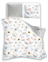 Pościel Z Satyny Bawełnianej, 220X200, Biała W Kwiaty, Pep-31, 3-Częściowa