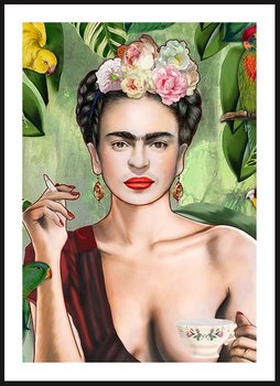 Poster Story, Plakat, Frida Kahlo z Papugami,  wymiary 70 x 100 cm - Poster Story