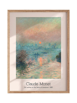 POSTERILLA.PL Plakat Claude Monet - Sun setting on the Seine at Lavacourt rozmiar 30x40cm w ramie drewnianej Oak - POSTERILLA.PL