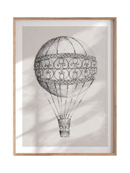 POSTERILLA.PL Plakat Ulotny balon rozmiar 50x70cm w ramie drewnianej Oak - POSTERILLA.PL