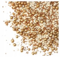 POSYPKA NA TORT URODZINY DEKORACJE KOMUNIA WESELE MACZKI PEREŁKI ZŁOTY 30g