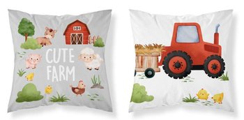 Poszewka 40x40 Cute farm czerwony traktor urocza farma dwustronna PSBA Mayamoo - Detexpol