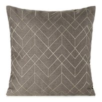 Poszewka dekoracyjna MILA 45x45 Eurofirany ciemnobeżowa a'la len + złoty geometryczny haft