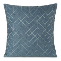 Poszewka dekoracyjna MILA 45x45 Eurofirany niebieska a'la len + złoty geometryczny haft