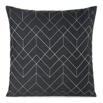 Poszewka dekoracyjna MILA 45x45 Eurofirany stalowa a'la len + złoty geometryczny haft