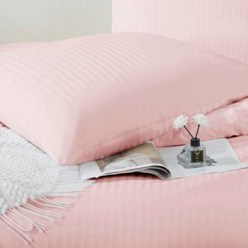 Poszewka hotelowa 40x40 Adamaszkowa pudrowa w paski 1 cm na zakład - Spod Igły i Nitki