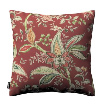 Poszewka Kinga na poduszkę, wzory roślinne i kwiatowe na czerwono-ceglanym tle, 50 × 50 cm, Gardenia - Dekoria