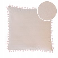 Poszewka Na Poduszke 40X40 Welwet Jasny Róż Z Pomponami Pompony Boho Różowa