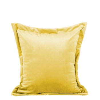 Poszewka na poduszkę musztardowa w rozmiarze 45x45 z miękkiej tkaniny velvet z ozdobnymi brzegami - Eurofirany