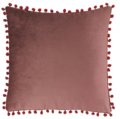 Poszewka Velvet POMPONS Wine, Bordo, 40x40 cm  - Domarex
