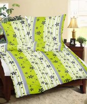 Poszewka Z Kory 40X40 Rs010/1 Zielone Kwiatki Paski