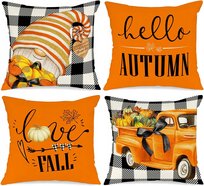 Poszewki na Poduszki Jesień Dynia Poszewka gnom 4 szt LEN LNIANE