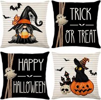 Poszewki Na Poduszki Lniane Dekoracyjne Na Halloween 45 x 45 cm Zestaw 4szt