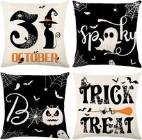 Poszewki Na Poduszki Lniane Dekoracyjne Na Halloween 45 x 45 cm Zestaw 4szt