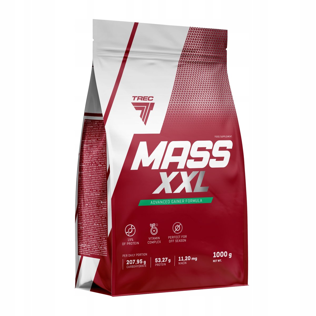 Potężny Gainer Trec Mass Xxl 1000G Mega Mutant Mass Węglowodany Białko 1Kg