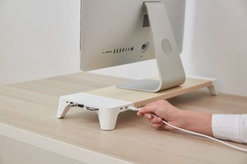 Pout 3-in-1 Monitor Stand Hub with Wireless Pad WH - POUT