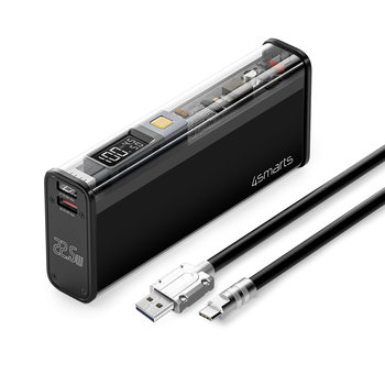 Powerbank 18000mAh USB i USB-C 4Smarts Lucid Block Czarny Przezroczysty - 4smarts