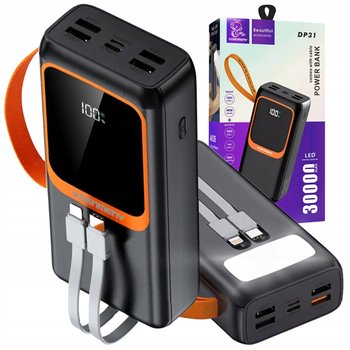POWERBANK 30000 mAh 4xUSB USB-C PD Lightning WYŚWIETLACZ LATARKA czarny - Inny producent