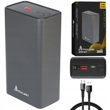 Powerbank 30000mAh Srebrny 65W PD USB-C Extralink - EXTRALINK