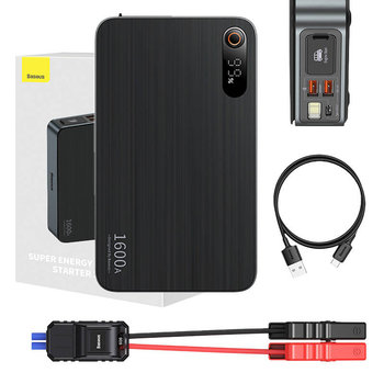 Powerbank / Rozrusznik Baseus Super Energy PRO Car Jump Starter, 1600A, USB (czarny) - Zamiennik/inny