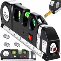 POZIOMICA LASEROWA Z MIARKĄ 250CM LINIJKA MIARA CZERWONY LASER 3 LIBELKI