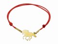 Pozłacana czerwona sznurkowa bransoletka koń ogier&nbsp;-&nbsp;Tanat