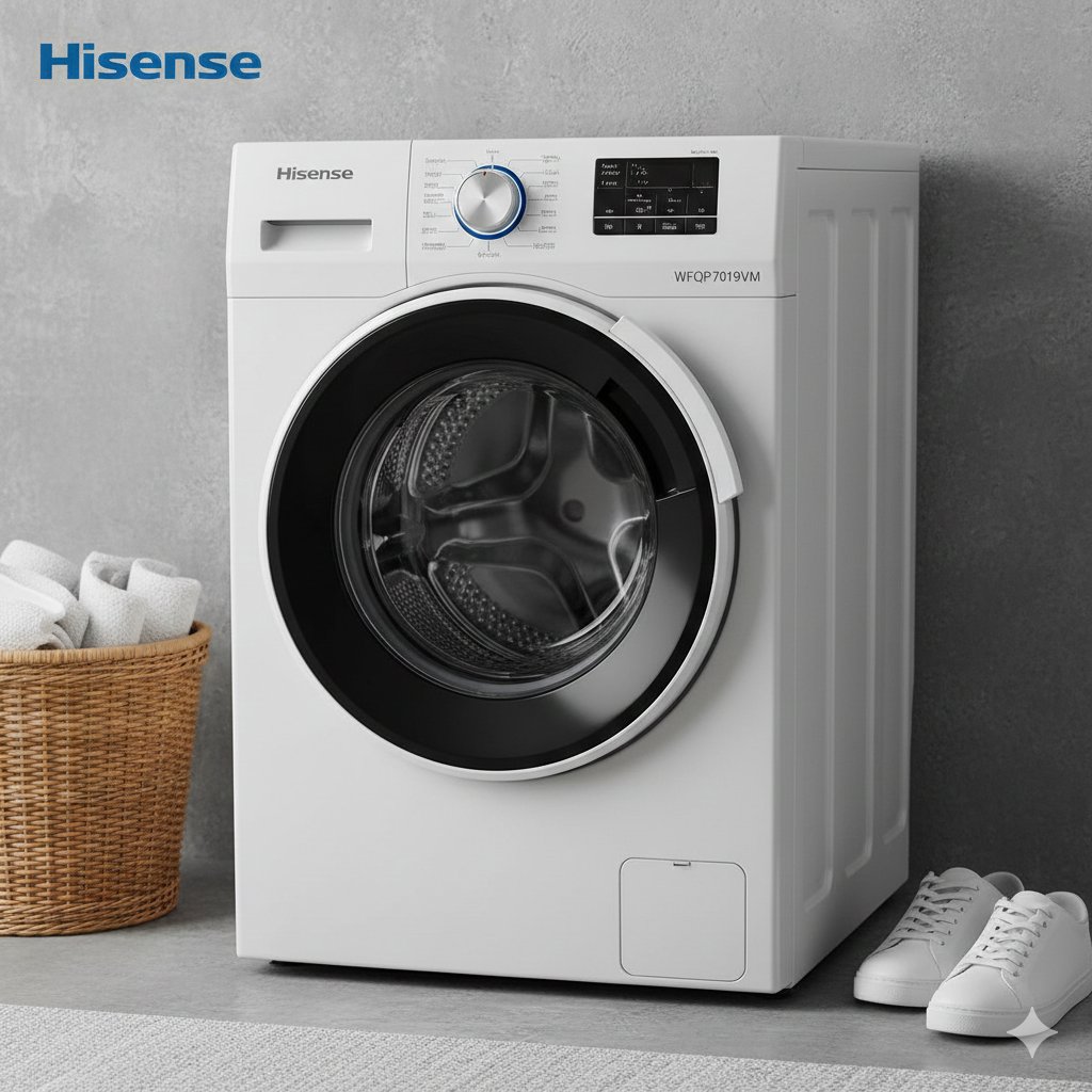 Pralka Hisense WFQP701219VM – 7kg | Inwerter | Steam | Slim 45cm