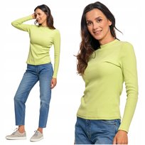 Prążkowana BLUZKA DAMSKA Ze Stójką Bawełniana na Długi Rękaw MORAJ 3XL