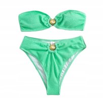 Prążkowany Dwuczęściowy Strój Kąpielowy Bez Ramiączek Bandeau Bikini Set M Inna marka
