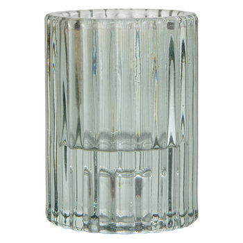 Prążkowany świecznik z barwionego szkła, Ø 5,5 cm - HOMEA