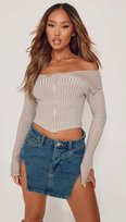 PRETTYLITTLETHING SWETER Z ZAMKIEM BEŻOWY 40 1EGT Prettylittlething