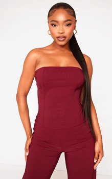 Prettylittlething Top Bordowy Gładki Krótki 40 Egu - Prettylittlething