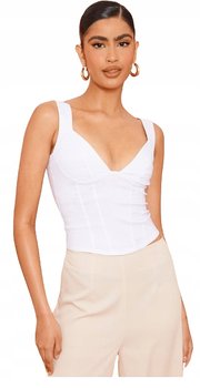 Prettylittlething Top na Ramiączkach Biały 34 M6l - Prettylittlething