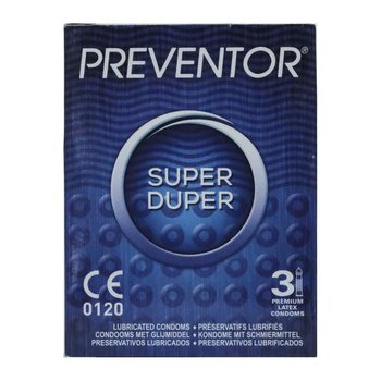 Preventor, Super Duper, Prezerwatywy prążkowane Waniliowe, 3 szt. - Preventor
