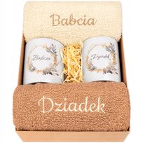 Prezent dla Babci i Dziadka RĘCZNIKI KUBKI grawer Święta Jubileusz db