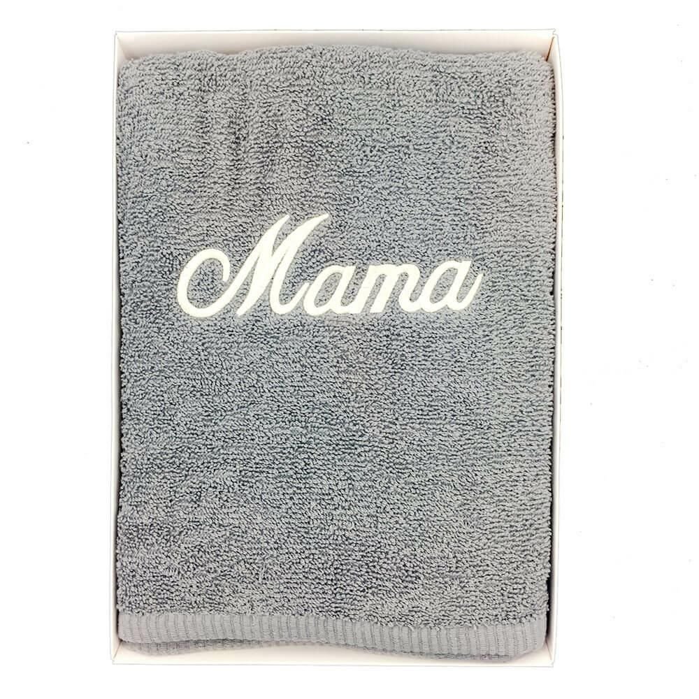 Zdjęcia - Ręcznik Prezent dla mamy  70x140 na Dzień Matki Mama szary jasny kremowy w
