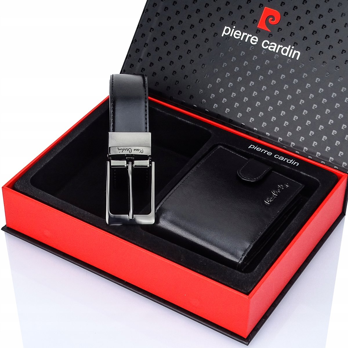 Prezent dla mężczyzny portfel+dwustronny pasek skóra zestaw Pierre Cardin