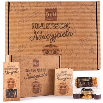 PREZENT DLA NAUCZYCIELA ZESTAW herbata notes miód baton upominek NADRUK